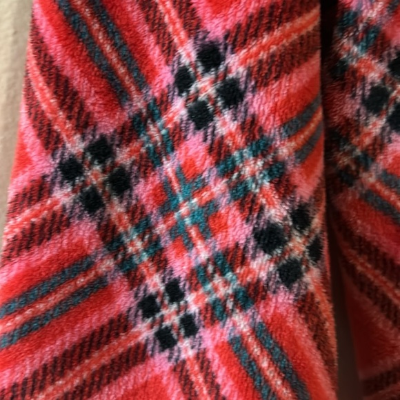 NWOT Victoria's Secret Fleece Plaid Kimono Robe Tie-Waist Pocket Red Pink SZ XXL - Picture 8 of 8